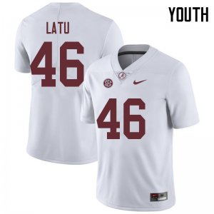 NCAA Youth Alabama Crimson Tide #46 Cameron Latu Stitched College 2018 Nike Authentic White Football Jersey NH17Z00HT